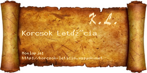 Korcsok Letícia névjegykártya